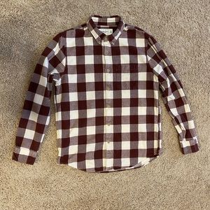 Abercrombie & Fitch Men’s Soft A&F Flannel Shirt - Burgundy/Cream